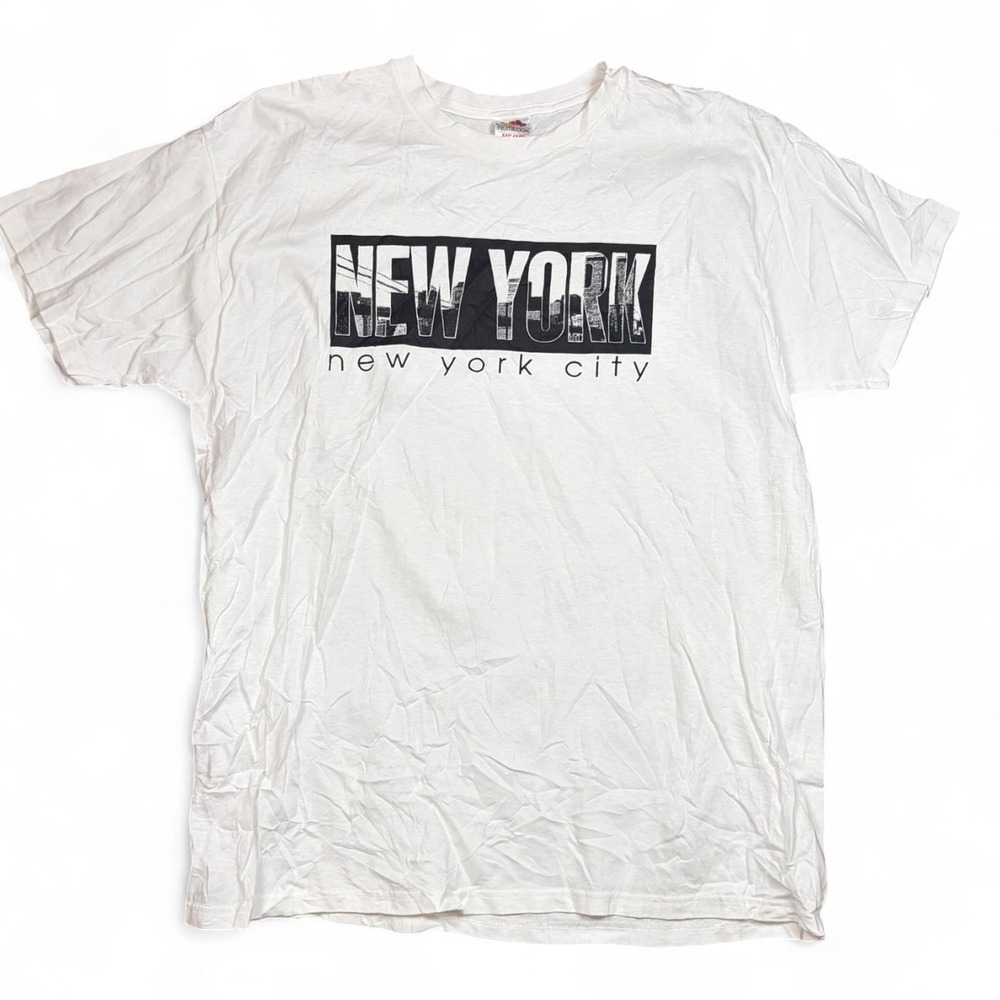 Fruit of the Loom‎ New York City Graphic T-Shirt White XL Heavy Cotton Mens